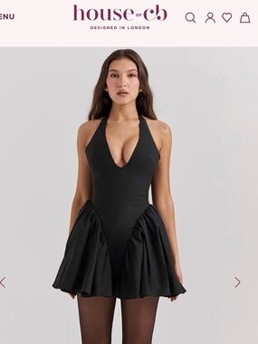 House of CB Valentia Tall Black Halter Fit-and-Flare Dress